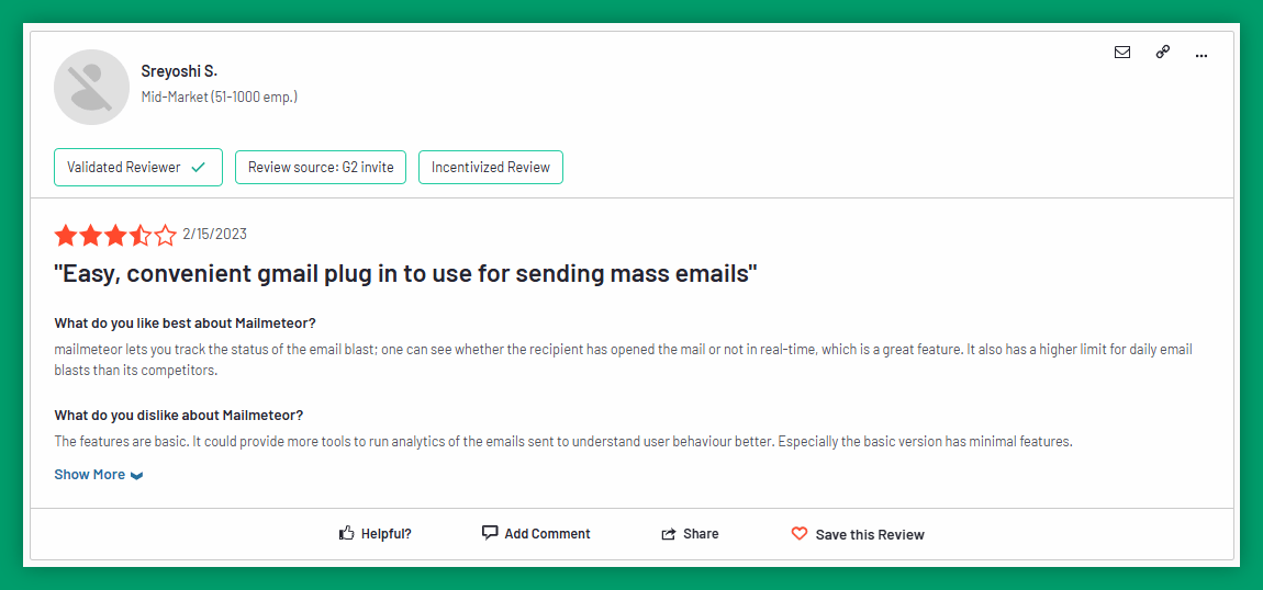 Mailmeteor : l'avis des utilisateurs sur G2