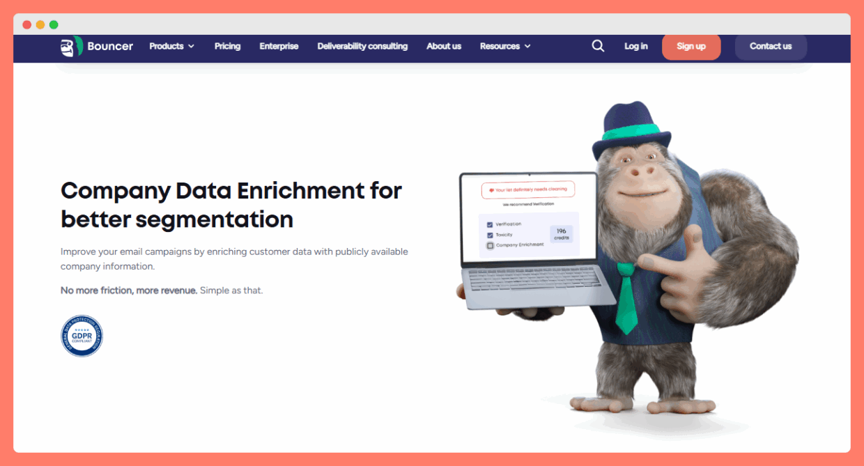 página de enriquecimiento de datos